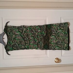 Gorgeous Nicole Miller women's S Green And Black Paisley Tiered Sleeveless Dress